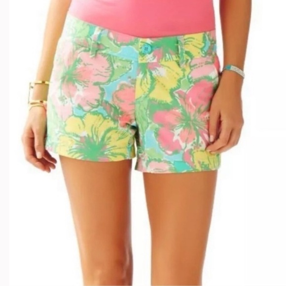 ❤️ LILLY PULITZER hibiscus print The Callahan Short L14 - Picture 1 of 12